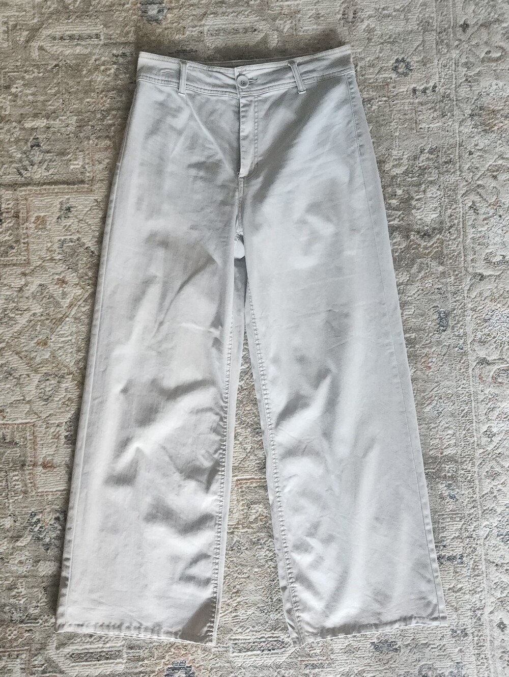 OAT New York Cotton Blend Wide Leg Pants Cream High Rise Culottes Womens 10/30